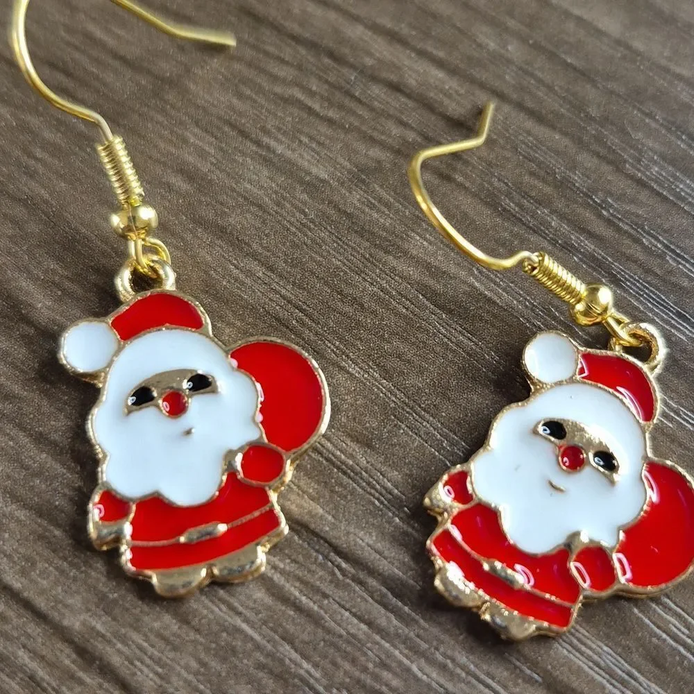 Festive Holiday Santa Full Body Earrings